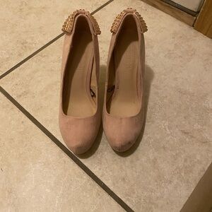 Elegant Pink Beaded Women's Heels